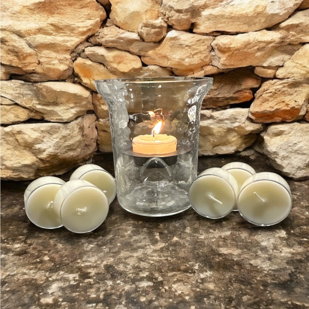 Glass Tealight Holder with 6 Baccarat Rouge 540 Perfume Mini Tealights